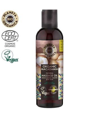 PO Organic Macadamia Olejek do masażu ciała - Zmiękcza i nawilża, 200ml