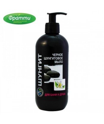 Czarne szungitowe mydło w płynie do kąpieli i pod prysznic - kompleks roślinny, 500ml - Fratti