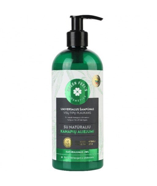 Uniwersalny odżywczy szampon do włosów z naturalnym olejem z nasion konopii 400ml GREEN FEEL'S