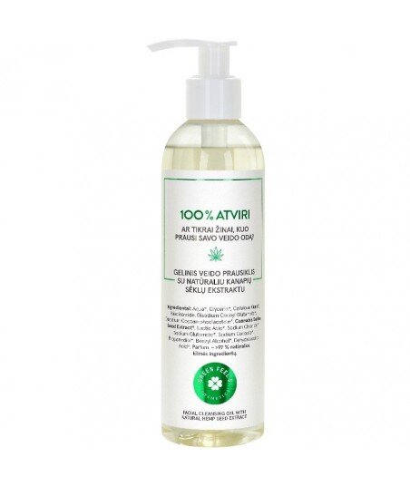 Żel do mycia twarzy z naturalnym ekstraktem z nasion konopi, 250ml GREEN FEEL'S Żel do mycia twarzy z naturalnym ekstraktem z nasion konopi, 250ml GREEN FEEL'S
