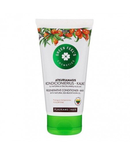 Regenerująca odżywka- maska do włosów z naturalnym olejem rokitnika 150 ml, GREEN FEEL'S Regenerująca odżywka- maska do włosów z naturalnym olejem rokitnika 150 ml, GREEN FEEL'S