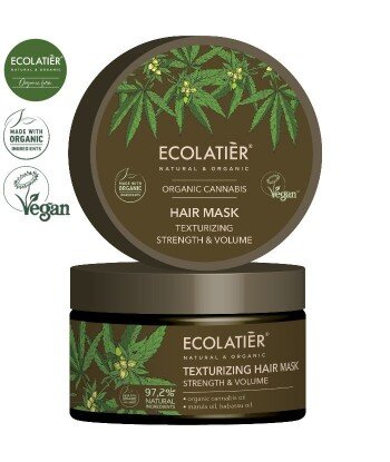 CANNABIS Teksturyzująca maska do włosów MOC I OBJĘTOŚĆ, 250 ml ECOLATIER