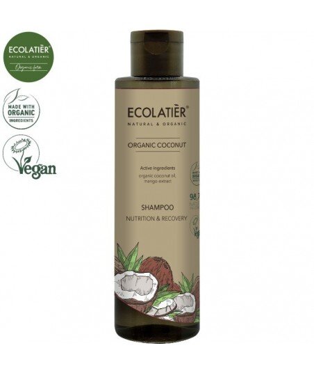 COCONUT Szampon do włosów ODŻYWIANIE i REGENERACJA, 250 ml ECOLATIER