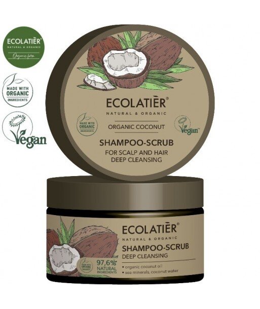 COCONUT Szampon-peeling do skóry głowy i włosów GŁĘBOKO OCZYSZCZAJĄCY, 250 ml ECOLATIER