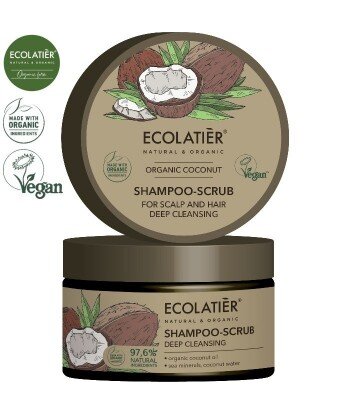 COCONUT Szampon-peeling do skóry głowy i włosów GŁĘBOKO OCZYSZCZAJĄCY, 250 ml ECOLATIER