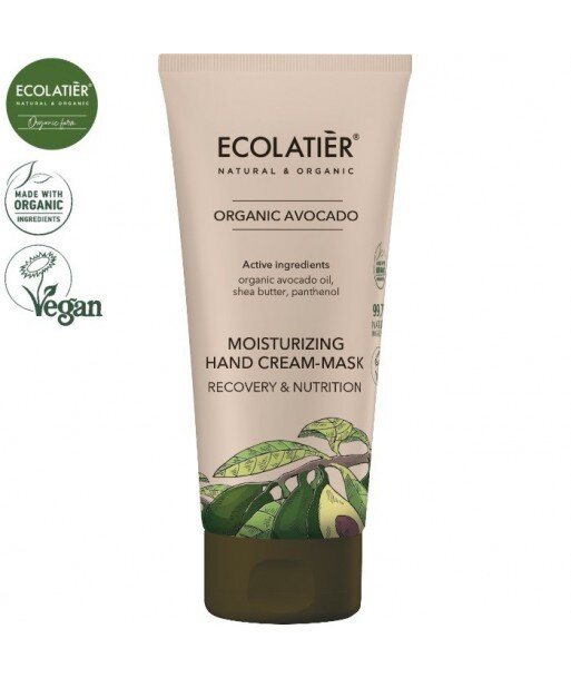 AVOCADO Maska na dłonie NAWILŻENIE i REGENERACJA, 100 ml ECOLATIER
