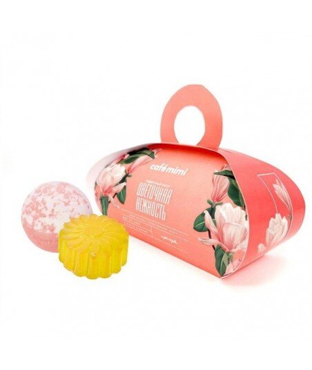 Cafe Mimi zestaw podarunkowy FLOWER FANTASY, mydło glicerynowe 80g + kula do kąpieli 120 g