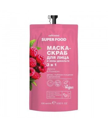 Maska-scrub do twarzy i dekoltu Malina i Rozmaryn, 100ml - CAFE MIMI