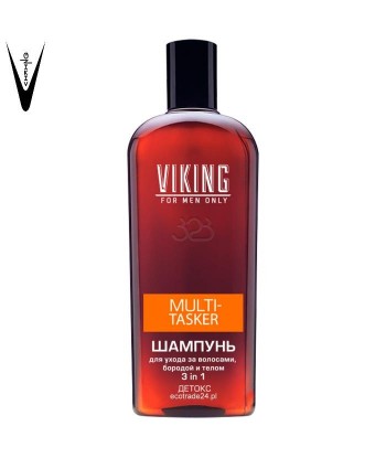 Viking Szampon do pielęgnacji włosów, brody i ciała, detoks 3 in 1 "Multi-Tasker", 300 ml